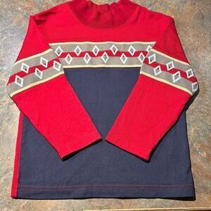 Hanna Andersson Red and Blue Pullover Shirt Sz 4 or 100